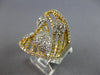 LARGE 2.19CT DIAMOND 14KT 2 TONE GOLD 3D CLUSTER MULTI SHAPE INVISIBLE FUN RING