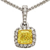 ESTATE .82CT WHITE & FANCY YELLOW DIAMOND 18KT TWO TONE GOLD SQUARE LOVE PENDANT