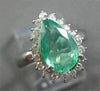 ESTATE LARGE 2.10CT DIAMOND & AAA COLOMBIAN EMERALD PLATINUM ENGAGEMENT RING