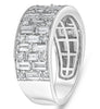WIDE 1.95CT DIAMOND 14KT WHITE GOLD 3D ROUND & BAGUETTE WEDDING ANNIVERSARY RING