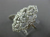 ESTATE LARGE 1.08CT DIAMOND 14KT WHITE GOLD 3D OPEN FILIGREE LEAF FLOWER RING
