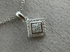 ESTATE SMALL .09CT DIAMOND 14K WHITE GOLD DOUBLE SQUARE CLUSTER FLOATING PENDANT