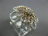 ESTATE EXTRA LARGE 1.60CT DIAMOND 14KT WHITE AND ROSE GOLD FILIGREE FLOWER RING