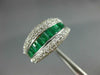 WIDE 1.60CT DIAMOND & AAA EMERALD 14KT WHITE GOLD 3D ROUND & BAGUETTE RING #2739