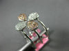 LARGE .41CT WHITE & PINK DIAMOND 18KT TRI COLOR GOLD MULTI ROW FLOWER FUN RING
