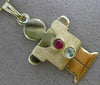 ESTATE LARGE .50CT AQUAMARINE & RUBY 14KT YELLOW GOLD 3D BABY BOY PENDANT #25193
