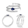WIDE .61CT DIAMOND & AAA SAPPHIRE 14KT WHITE GOLD 3D CRISS CROSS ENGAGEMENT RING