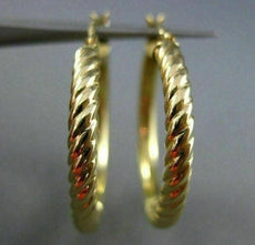 ESTATE 14KT YELLOW GOLD 3D DOUBLE SIDED ROPE CLASSIC HOOP EARRINGS #25144