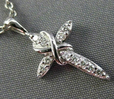 ESTATE SMALL .12CT DIAMOND 14KT WHITE GOLD 3D CROSS INFINITY FLOATING PENDANT