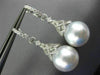 LARGE .95CT DIAMOND & SOUTH SEA PEARL 18KT WHITE GOLD FILIGREE HANGING EARRINGS