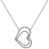 ESTATE .25CT DIAMOND 14KT WHITE GOLD CLASSIC DOUBLE SIDEWAY HEART FUN NECKLACE
