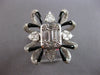 EXTRA LARGE 3.94CT DIAMOND & BLACK ENAMEL 18K WHITE GOLD 3D FLOWER COCKTAIL RING