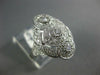 ANTIQUE WIDE .42CT DIAMOND 14KT WHITE GOLD 3D 3 STONE HALO FILIGREE RING #1330