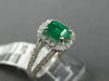 ESTATE 1.28CT DIAMOND & AAA EMERALD 14KT WHITE GOLD SQUARE HALO ENGAGEMENT RING