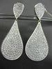 ESTATE LARGE 3.35CT DIAMOND 18KT WHITE GOLD 3D RAIN DROP FLOATING DROP EARRINGS