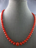 ANTIQUE LARGE & LONG AAA CORAL 14KT YELLOW GOLD GRADUATING LOVE NECKLACE #27556