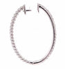ESTATE .55CT DIAMOND 18KT WHITE GOLD 3D ROUND CLASSIC OVAL HOOP HANGING EARRINGS
