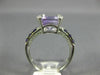 LARGE 4.17CT DIAMOND & AAA AMETHYST 14K WHITE GOLD ROUND & EMERALD FILIGREE RING