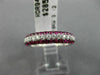 ESTATE .98CT DIAMOND & AAA RUBY 18KT WHITE GOLD SEMI ETERNITY 3 ROW WEDDING RING