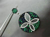 ESTATE LARGE 3.03CT DIAMOND SAPPHIRE & EMERALD 14KT WHITE GOLD FLOWER EARRINGS