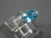 ESTATE 1.0CT DIAMOND & AAA BLUE TOPAZ 14K WHITE GOLD 3D CLUSTER RECTANGULAR RING