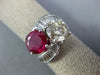 LARGE 3.65CT WHITE FANCY YELLOW DIAMOND & RUBY 18KT WHITE GOLD CRISS CROSS RING