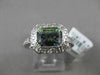 ESTATE 1.42CT DIAMOND & AAA MYSTIC TOPAZ 14KT WHITE GOLD EMERALD CUT HALO RING