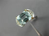 LARGE 3.32CT DIAMOND & AAA AQUAMARINE 14K 2 TONE GOLD TRIANGULAR ENGAGEMENT RING