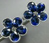 ESTATE LARGE 3.98CT DIAMOND & AAA SAPPHIRE 18KT WHITE GOLD FLOWER STUD EARRINGS