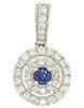 .50CT DIAMOND & AAA SAPPHIRE 14KT WHITE GOLD ROUND SOLITAIRE FLOWER HALO PENDANT