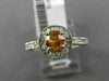 LARGE 1.40CT DIAMOND & YELLOW SAPPHIRE 14KT WHITE GOLD FILIGREE ENGAGEMENT RING