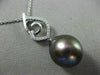 ESTATE .15CT DIAMOND 18KT GOLD AAA TAHITIAN PEARL OPEN FILIGREE FLOATING PENDANT