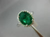 LARGE 3CT DIAMOND & AAA COLOMBIAN EMERALD 14K WHITE GOLD 3D HALO ENGAGEMENT RING