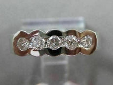 ANTIQUE WIDE DIAMOND 14KT WHITE GOLD 5 STONE SEMI BEZEL ANNIVERSARY RING #22478
