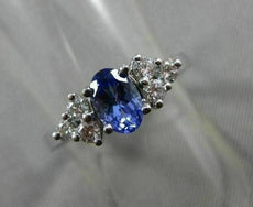 ESTATE 1.26CT DIAMOND & AAA OVAL TANZANITE 14K WHITE GOLD ENGAGEMENT RING #15096