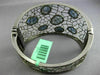 EXTRA LARGE 15.78CT DIAMOND & AAA SLICED SAPPHIRE 18K BLACK GOLD BANGLE BRACELET