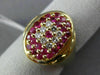 ESTATE WIDE 1.13CT DIAMOND & AAA PINK RUBY 14KT YELLOW GOLD 3D OVAL CLUSTER RING