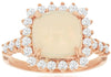 2.35CT DIAMOND & AAA OPAL 14KT ROSE GOLD 3D ROUND SQUARE HALO ENGAGEMENT RING