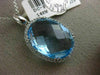 ESTATE EXTRA LARGE 15.68CT DIAMOND & BLUE TOPAZ 14K WHITE GOLD HALO OVAL PENDANT