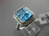 ESTATE LARGE 3.20CT DIAMOND & AAA BLUE TOPAZ 14KT WHITE GOLD 3D EMERALD CUT RING