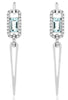 .69CT DIAMOND & AAA AQUAMARINE 14KT WHITE GOLD ROUND & BAGUETTE HANGING EARRINGS