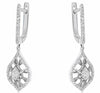 ESTATE .33CT DIAMOND 14KT WHITE GOLD 3D FLOWER TEAR DROP HANGING EARRINGS