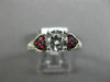 ESTATE 1.46CT DIAMOND & AAA RUBY 14KT WHITE GOLD 3D HEART SHAPE ENGAGEMENT RING