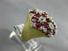 ESTATE EXTRA LARGE 6.50CT DIAMOND & AAA RUBY 14K YELLOW GOLD FLOWER RING#22260