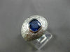 ESTATE LARGE 2.90CT DIAMOND & AAA SAPPHIRE 18KT WHITE GOLD PAVE ENGAGEMENT RING