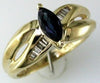 ESTATE .80CT DIAMOND & AAA SAPPHIRE 14K YELLOW GOLD MARQUISE & BAGUETTE FUN RING