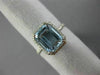 ESTATE LARGE 2.52CT DIAMOND & AQUAMARINE 14KT WHITE GOLD 3D HALO ENGAGEMENT RING