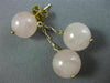 ESTATE AAA PINK QUARTZ 14KT YELLOW GOLD 3D CIRCULAR HANGING EARRINGS #25893