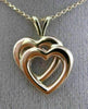 ESTATE 14KT YELLOW & ROSE GOLD CLASSIC DOUBLE HEART LOVE FLOATING PENDANT #25603