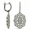 ESTATE LARGE 1.39CT DIAMOND 18K WHITE GOLD FLOWER OPEN FILIGREE HANGING EARRINGS